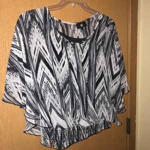 Black and white, sheer wing top